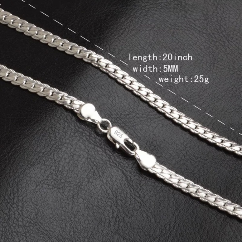 NEW 5mm 925 Sterling Silver Necklace - Picture 6 of 9